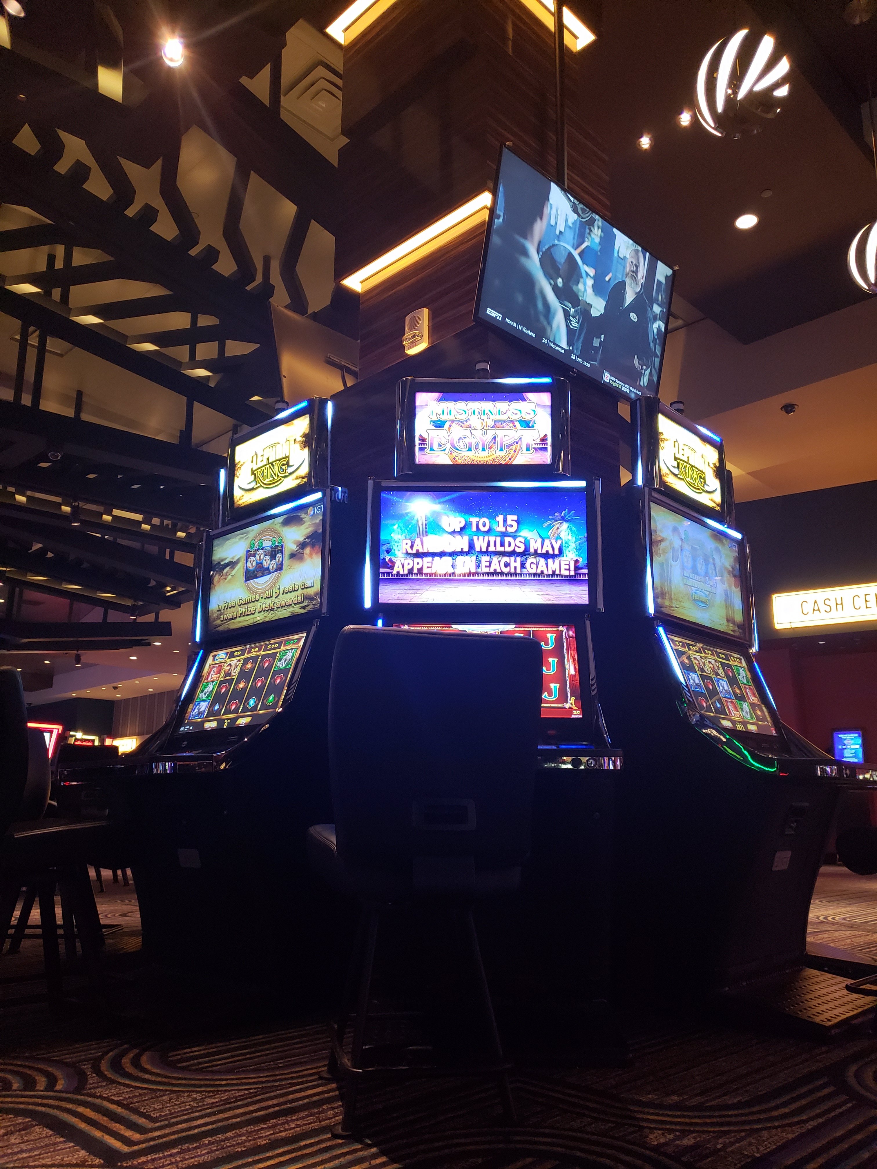 Photo of the slot machines with TV's on top in one of the casino's in Bettendorf Iowa