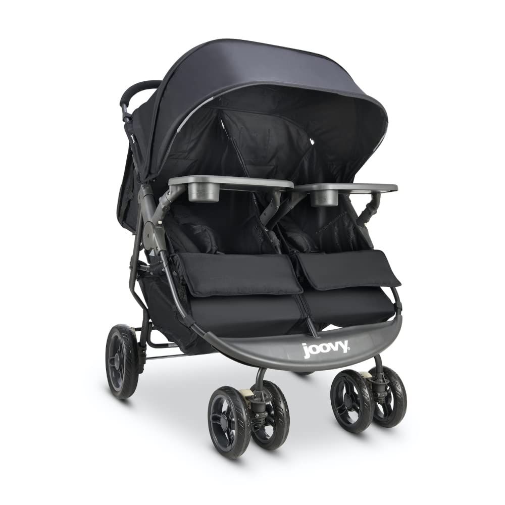 Black Joovy Side by Side tandem stroller displayed as an option for best double strollers for Disney World